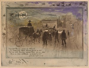 Procesja pogrzebowa na Boulevard de Clichy autorstwa Felix Hilaire Buhot