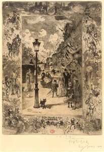 Święto narodowe na bulwarze Clichy Święto narodowe na bulwarze Clichy, 1878. autorstwa Felix Hilaire Buhot