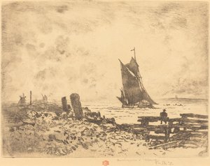La Petite Marine - Pamiątka z Medway (przeciwodporna) autorstwa Felix Hilaire Buhot