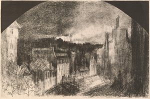 Montmartre 14 lipca (Dzień Bastylii na Montmartre) autorstwa Felix Hilaire Buhot