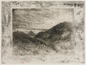Klif, zatoka Saint Malo autorstwa Felix Hilaire Buhot