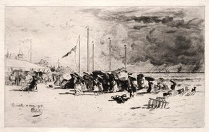 Szkwał w Trouville, 1874. autorstwa Felix Hilaire Buhot