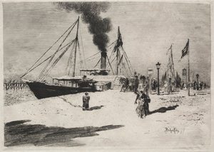 Nabrzeże w Trouville, 1877. autorstwa Felix Hilaire Buhot