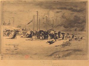 Un Grain à Trouville Szkwał w Trouville, 18741875. autorstwa Felix Hilaire Buhot