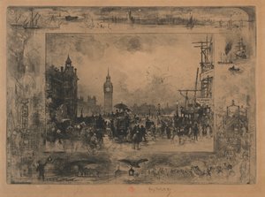 Westminster Bridge lub Westminster Tower autorstwa Felix Hilaire Buhot