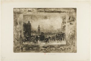 Westminsterska wieża zegarowa autorstwa Felix Hilaire Buhot