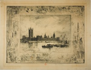 Pałac Westminsterski, Londyn autorstwa Felix Hilaire Buhot
