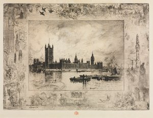 Plac Westminsterski autorstwa Felix Hilaire Buhot