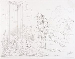 (Rip Van Winkle, ilustracja) Rip wraca do swojego zrujnowanego domu autorstwa Felix Octavius Carr Darley