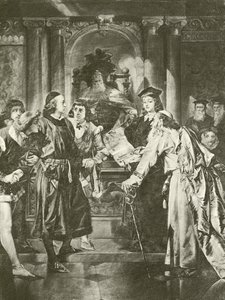 Kupiec wenecki. Akt IV-Scena I (wklęsłodruk) autorstwa Felix Octavius Carr Darley