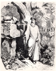 Ofiara ludzka złożona przez galijskiego druida, z „Histoire de France” L.P. Anquetila, 1851 autorstwa Felix Philippoteaux