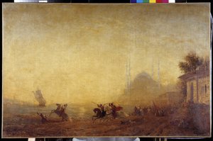 Fantazja nad brzegiem Bosforu. Widoczna bazylika Hagia Sophia (Hagia Sophia lub Hagia Sophia) autorstwa Félix Ziem