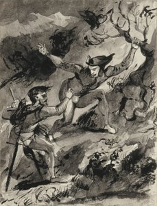 Faust i Mefistofeles na Blocksberg autorstwa Ferdinand Victor Eugene Delacroix