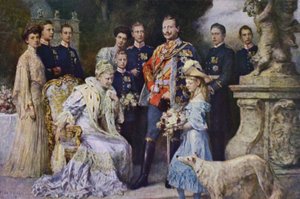 Kaiser Wilhelm II i niemiecka rodzina cesarska autorstwa Ferdinand (after) Keller