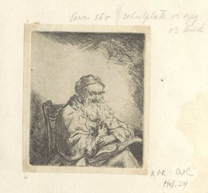 Starzec z koniczyną na kurtce Recueil de quatre-vingt-cinq estampes originales (tytuł serii) autorstwa Ferdinand Bol (attributed to)