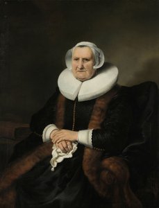 Portret starszej damy, prawdopodobnie Elisabeth Bas Portret starszej damy, prawdopodobnie Elisabeth Jacobsdr Bas (1571-1649), wdowa po Jochem Hendricksz Swartenhont autorstwa Ferdinand Bol (attributed to)