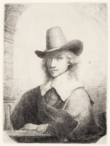 Mężczyzna w wysokim kapeluszu, ok.1645-50 autorstwa Ferdinand Bol