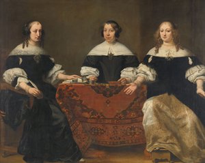 Portret trzech regentek Leprozenhuis, Amsterdam, ok. 1668 autorstwa Ferdinand Bol