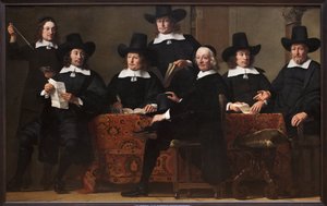 Prezes gildii kupców wina w Amsterdamie (Holandia). Obraz Ferdinanda Bola (1616-1680), olej na płótnie, ok. 1659. Sztuka holenderska