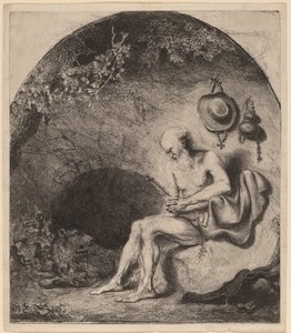 Święty Hieronim w jaskini autorstwa Ferdinand Bol