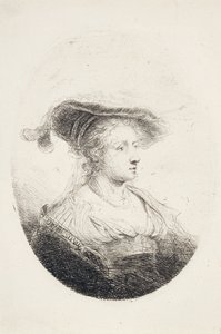 Młoda dama w kapeluszu z pióropuszem, 1644 autorstwa Ferdinand Bol