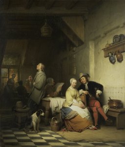 Wnętrze karczmy z postaciami w strojach z XVII wieku autorstwa Ferdinand De Braekeleer (I)