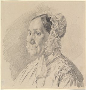 Portret kobiety w koronkowej czapeczce, w profilu trzech czwartych w lewo autorstwa Ferdinand Georg Waldmüller