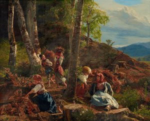 Zbieracze chrustu w Lasku Wiedeńskim, 1855. autorstwa Ferdinand Georg Waldmuller