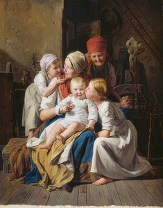 Radości babci. 1852 autorstwa Ferdinand Georg Waldmuller