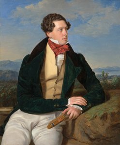 Aktor Maksymilian Korn w krajobrazie, 1828. autorstwa Ferdinand Georg Waldmuller