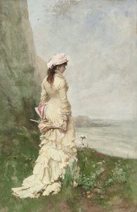 Elegancka dama nad morzem