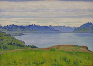 Pejzaż nad Jeziorem Genewskim z widokiem w kierunku Valais autorstwa Ferdinand Hodler