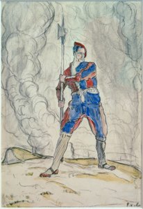 Stojący Landsknecht, Studium o bitwie pod Marignano autorstwa Ferdinand Hodler