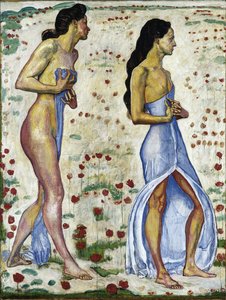 Dwie kobiety w kwiatach Emocja 1a, 1901-1906 autorstwa Ferdinand Hodler