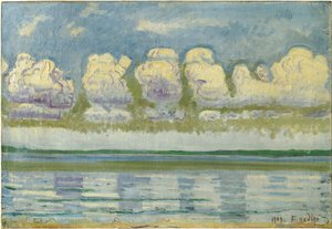 „Widok na Jezioro Genewskie i Jurę Szwajcarską” (Jezioro Genewskie z Jurą Szwajcarską) Obraz Ferdinanda Hodlera (1853-1918) autorstwa Ferdinand Hodler