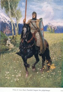 Tak właśnie z Parsifalem rozpoczęła się jego pielgrzymka, ilustracja z pubu The Stories of Wagner