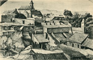 Kamieniołom w Alt-Matzleinsdorf, z kościołem parafialnym św. Floriana w Wiedniu, 1814-1815, 1943.