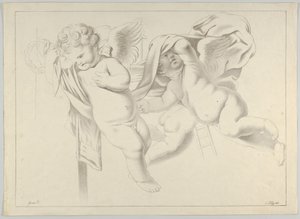 Studium trzech puttów, ca. 1800-1844. autorstwa Ferdinand Piloty