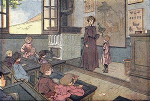 W klasie, w Obrazkowej księdze dzieciństwa, ok. 1900 r. (rycina)