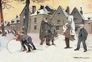 Śnieg, w obrazkowej księdze dzieciństwa, ok. 1900 r. (rycina) autorstwa Ferdinand Raffin