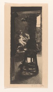 W pracowni rzeźbiarza (oryginalny tytuł na obiekcie) autorstwa Ferdinand Schmutzer (signed by artist)