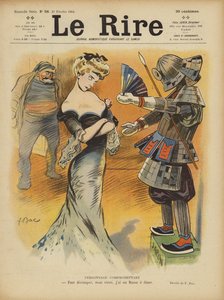 Satyra na stosunki Francji z Japonią w miarę wzrostu napięć między Japończykami a Francji (litografia kolorowa)