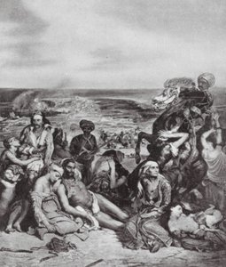 Masakry w Chios (litografia) autorstwa Ferdinand Victor Eugene (after) Delacroix