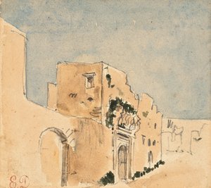 Budynek marokański (ołówek i akwarela na papierze) autorstwa Ferdinand Victor Eugene Delacroix