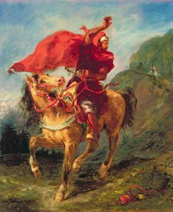 Arabski jeździec dający sygnał autorstwa Ferdinand Victor Eugene Delacroix