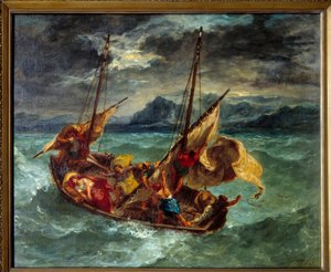 Chrystus nad jeziorem Generaseth (Genesareth). Obraz Eugene Delacroix (1798-1863) autorstwa Ferdinand Victor Eugene Delacroix