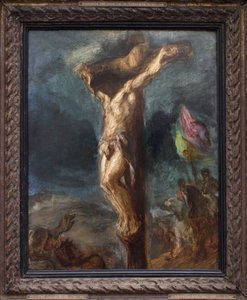 Ukrzyżowanie. Obraz Eugene Delacroix (1798-1863), olej na drewnie autorstwa Ferdinand Victor Eugene Delacroix
