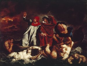Łódź Dantego, z Divina Commedia autorstwa Dante Alighieri (olej na płótnie) autorstwa Ferdinand Victor Eugene Delacroix