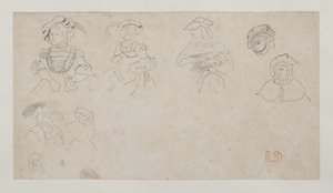 Studia postaci, ok. 1800-1899 (grafit na papierze woskowanym) autorstwa Ferdinand Victor Eugene Delacroix