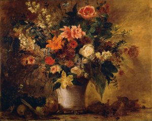 Kwiaty i Owoce (olej na płótnie) autorstwa Ferdinand Victor Eugene Delacroix